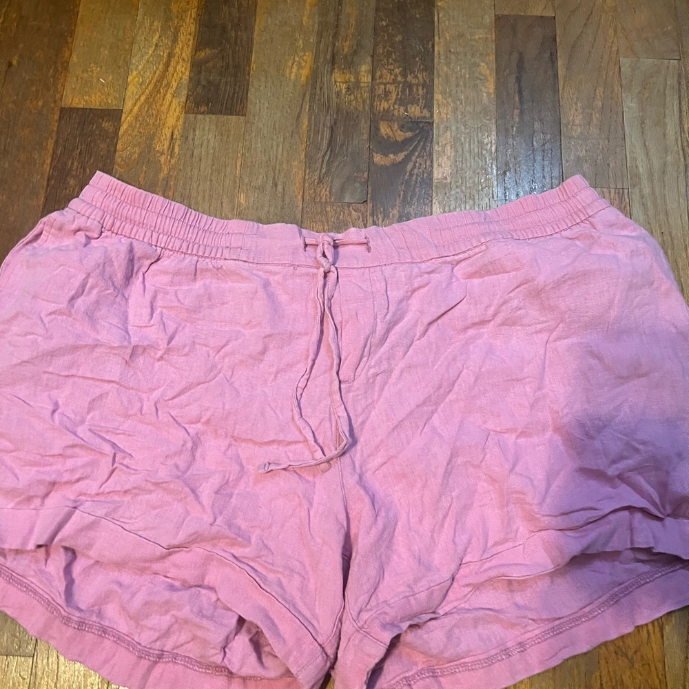 Pink Linen Shorts